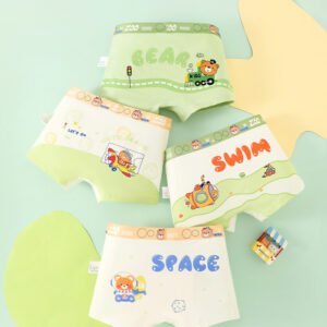 4 pieces of multi color straight leg boys' underwear, cartoon little bear boy style four cornered underwear (复制)