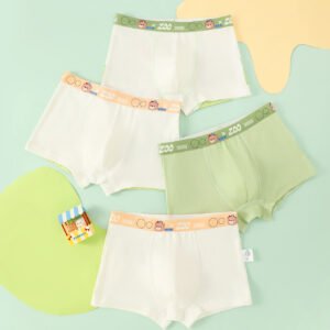 4 pieces of multi color straight leg boys' underwear, cartoon little bear boy style four cornered underwear (复制)