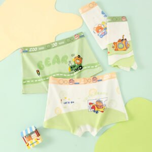 4 pieces of multi color straight leg boys' underwear, cartoon little bear boy style four cornered underwear (复制)