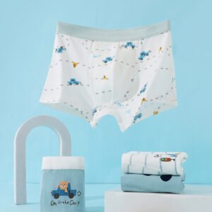 4 pieces of multi color straight leg boys' underwear, cartoon little bear boy style four cornered underwear