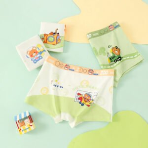 4 pieces of multi color straight leg boys' underwear, cartoon little bear boy style four cornered underwear (复制)
