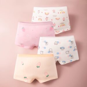 4 pieces of multi color straight leg boys' underwear, cartoon car and bear printed boys' four cornered underwear, casual sports underwear for boys (复制)