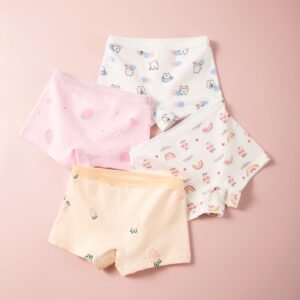 4 pieces of multi color straight leg boys' underwear, cartoon car and bear printed boys' four cornered underwear, casual sports underwear for boys (复制)