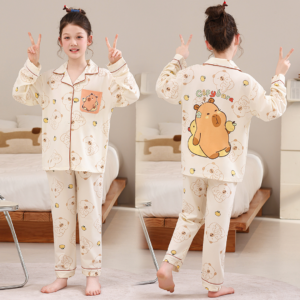 custom print kids pajama set boys girls lapel sleepwear oem order available (复制)