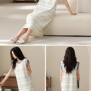 boho print modal nightgown loose fit sleeveless homewear m 3xl