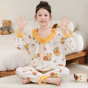 reliable manufacturer kids lapel pajama long sleeve cute print odm (复制)