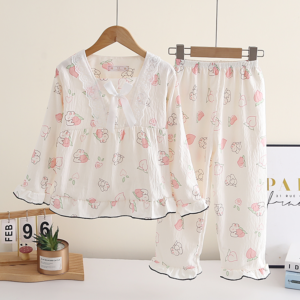 boys-girls-all-match-sleepwear-lapel-cardigan-pajama-set-with-cartoon-prints