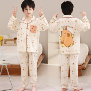 custom print kids pajama set boys girls lapel sleepwear oem order available (复制)