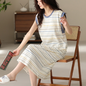 boho print modal nightgown loose fit sleeveless homewear m 3xl