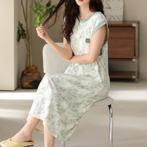 boho print modal nightgown loose fit sleeveless homewear m 3xl (复制)