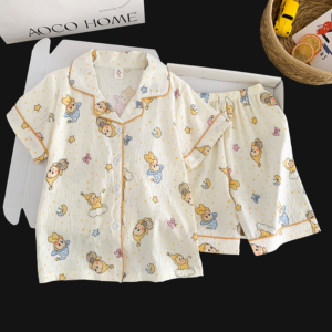 mid big child summer cloud cotton home pajamas short sleeve sleepwear oem logo embroidery (复制)