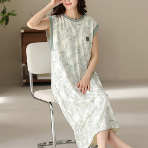boho print modal nightgown loose fit sleeveless homewear m 3xl (复制)