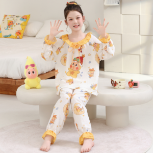 oem odm custom kids loungewear lapel cardigan lovely print pajamas (复制)
