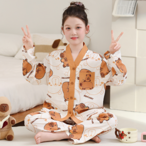 bulk wholesale unisex kids sleepwear lapel cute print odm custom pajamas