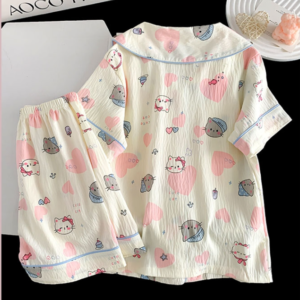 boys girls casual summer home clothes two piece cloud cotton pajamas with logo customization (复制)