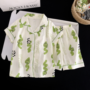 odm custom printed logo children summer pajamas soft cloud cotton boys girls lounge set (复制)