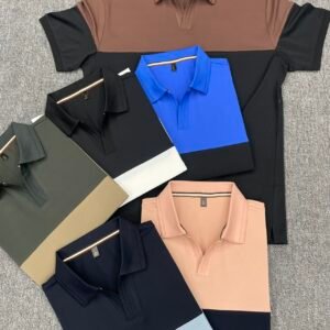 splicing color block polo shirt custom splice design oem odm fashion men collar shirts (复制)
