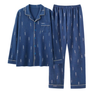 casual men’s 2pcs cardigan loungewear outfit soft 180gram polycotton sleep suit factory custom logo odm oem