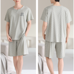 2026 summer new men modal pajama set round neck short sleeve shorts loungewear in stock wholesale
