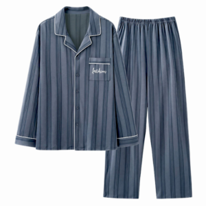 factory-direct-men-open-front-cardigan-pajama-two-piece-set-180g-breathable-poly-cotton-home-wear-wholesale-stock