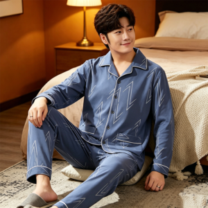 wholesale men's cotton cardigan pajama set 2 piece home clothing oem supported (复制)