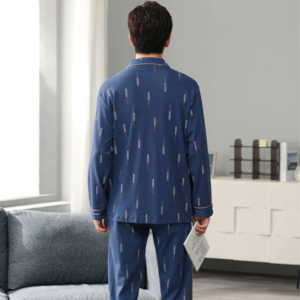 casual men’s 2pcs cardigan loungewear outfit soft 180gram polycotton sleep suit factory custom logo odm oem