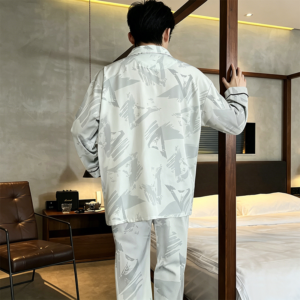 new arrival men's cotton cardigan pajama set 2 piece home wear suit