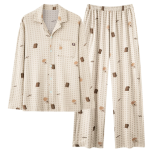 new arrival men's cotton cardigan pajama set 2 piece home wear suit (复制)