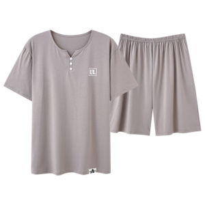 2026 summer new men modal pajama set round neck short sleeve shorts loungewear in stock wholesale