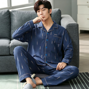 casual-mens-2pcs-cardigan-loungewear-outfit-soft-180gram-polycotton-sleep-suit-factory-custom-logo-odm-oem